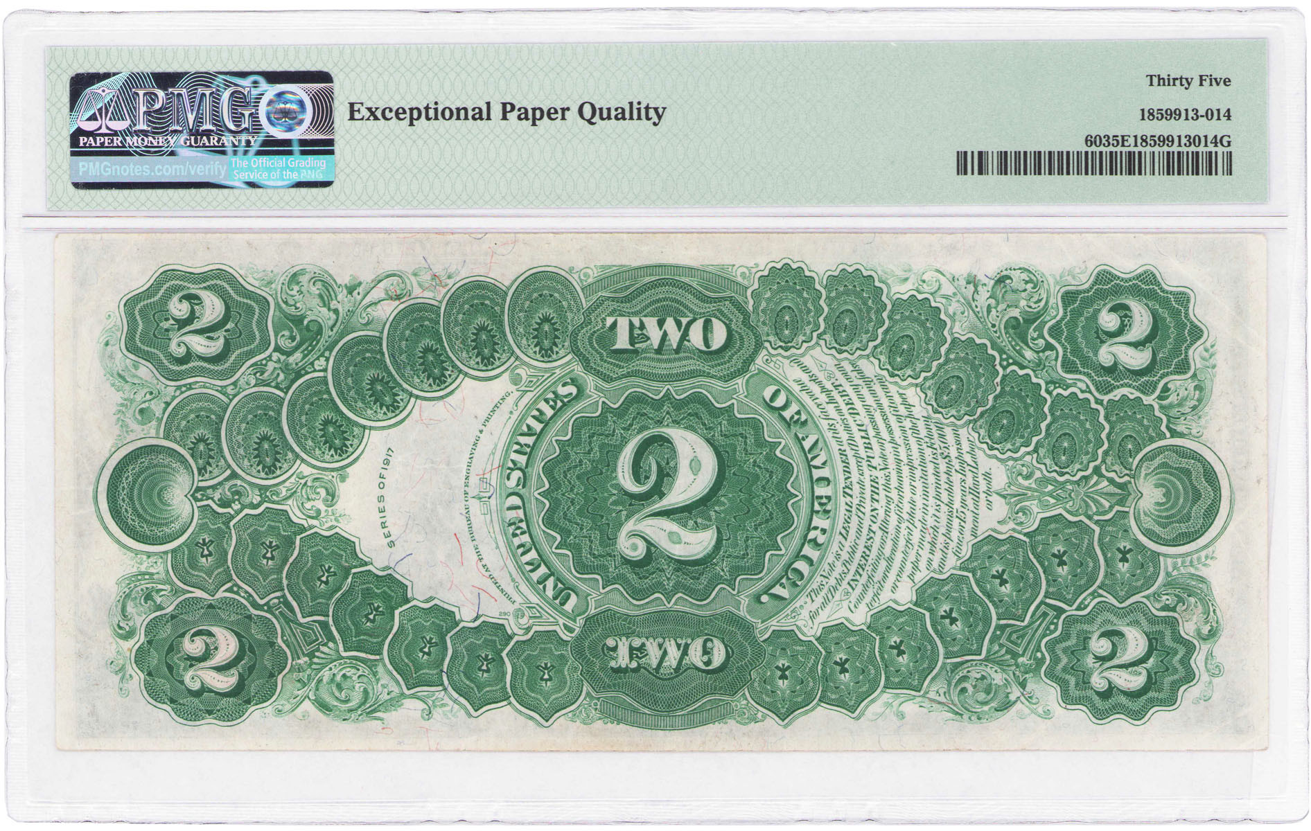 USA. 2 dolary 1917 seria EA, PMG 35 EPQ